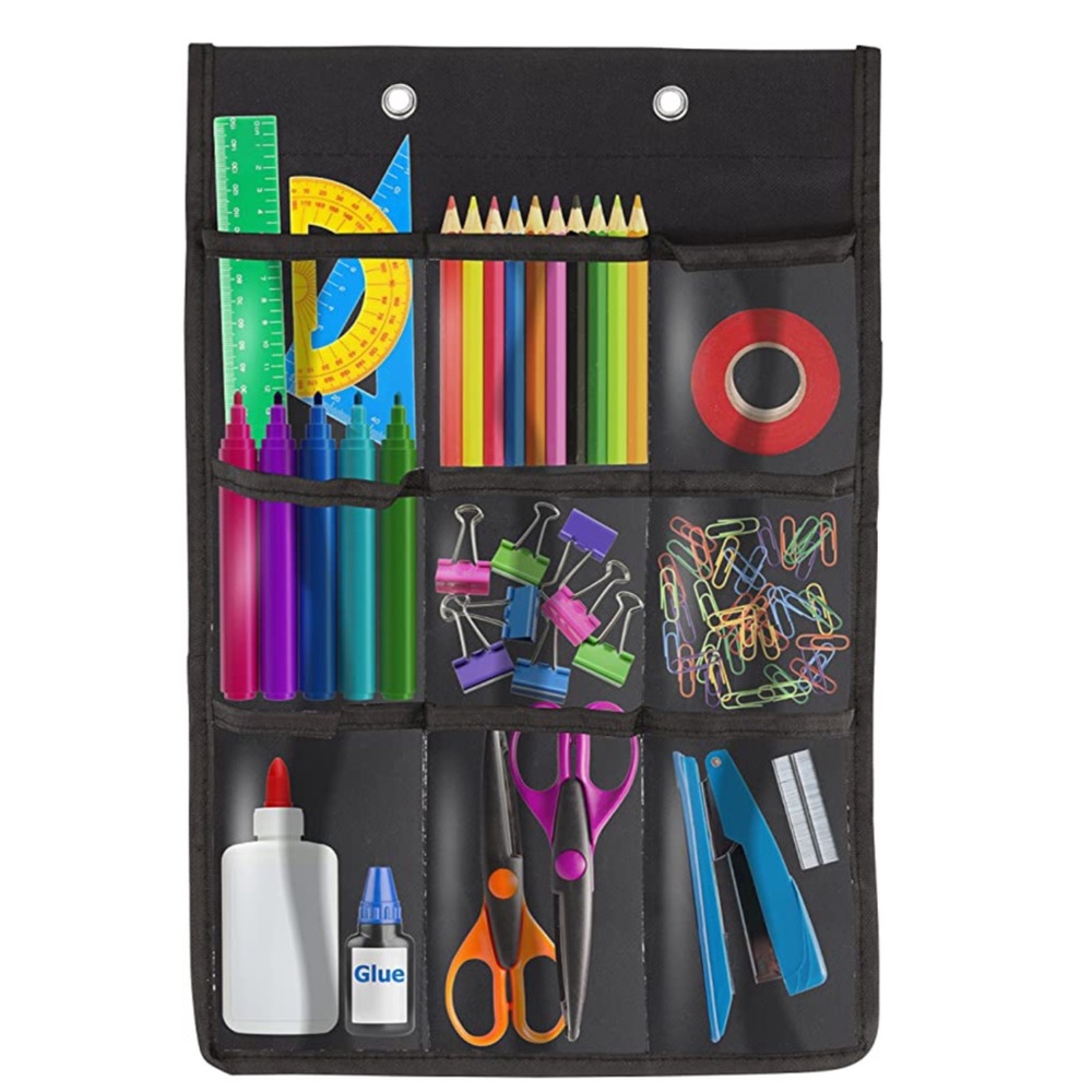 Cabinet Door Pocket Organizer with 9 Clear View Pockets Black